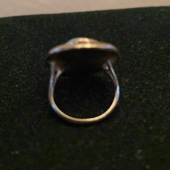 Navajo Vintage 1970s Kingman Turquoise and Sterling Silver Ring with two bands - Picture 3 of 4